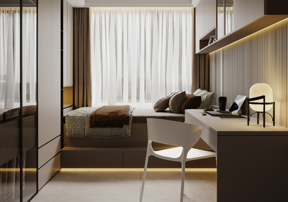 闵行区朗拾花语133平轻奢卧室装修效果图